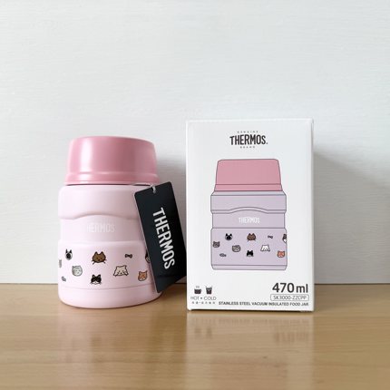 膳魔师焖烧杯470ml可爱猫咪SK3000卡通粉色不锈钢真空食品罐