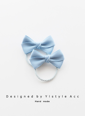Ylstyle Acc蓝色双蝴蝶结发圈儿童头绳对装女童简约小清新发饰品