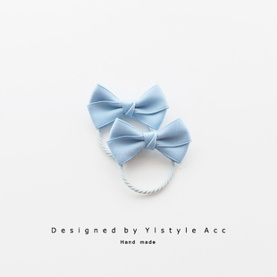 Ylstyle 女童简约小清新发饰品 Acc蓝色双蝴蝶结发圈儿童头绳对装