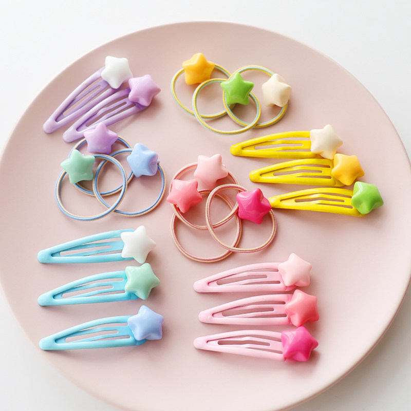 可爱糖果色多巴胺星星皮筋头绳发圈BB夹边夹刘海碎发夹发卡发饰