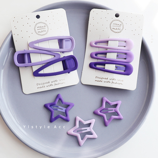 新款 少女心BB夹星星爱心几何发卡组合碎发夹发饰 长春花蓝发夹套装