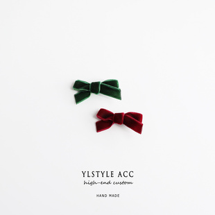 Ylstyle acc原创设计迷你丝绒蝴蝶结边夹刘海夹鸭嘴夹发卡发饰