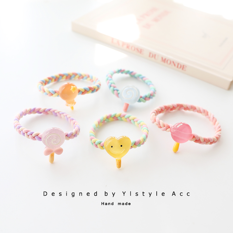 手作卡通糖果色冰棒编织发圈皮筋头绳发饰少女皮套儿童爱心头饰