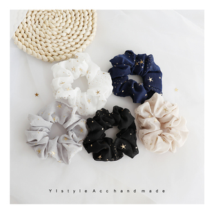 新款星星雪纺大肠圈头饰ins女百搭甜美盘发布圈少女风韩国发饰
