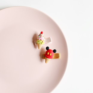 Ylstyle acc原创设计纯手工可爱甜品冰淇淋米奇边夹全包宝宝发夹