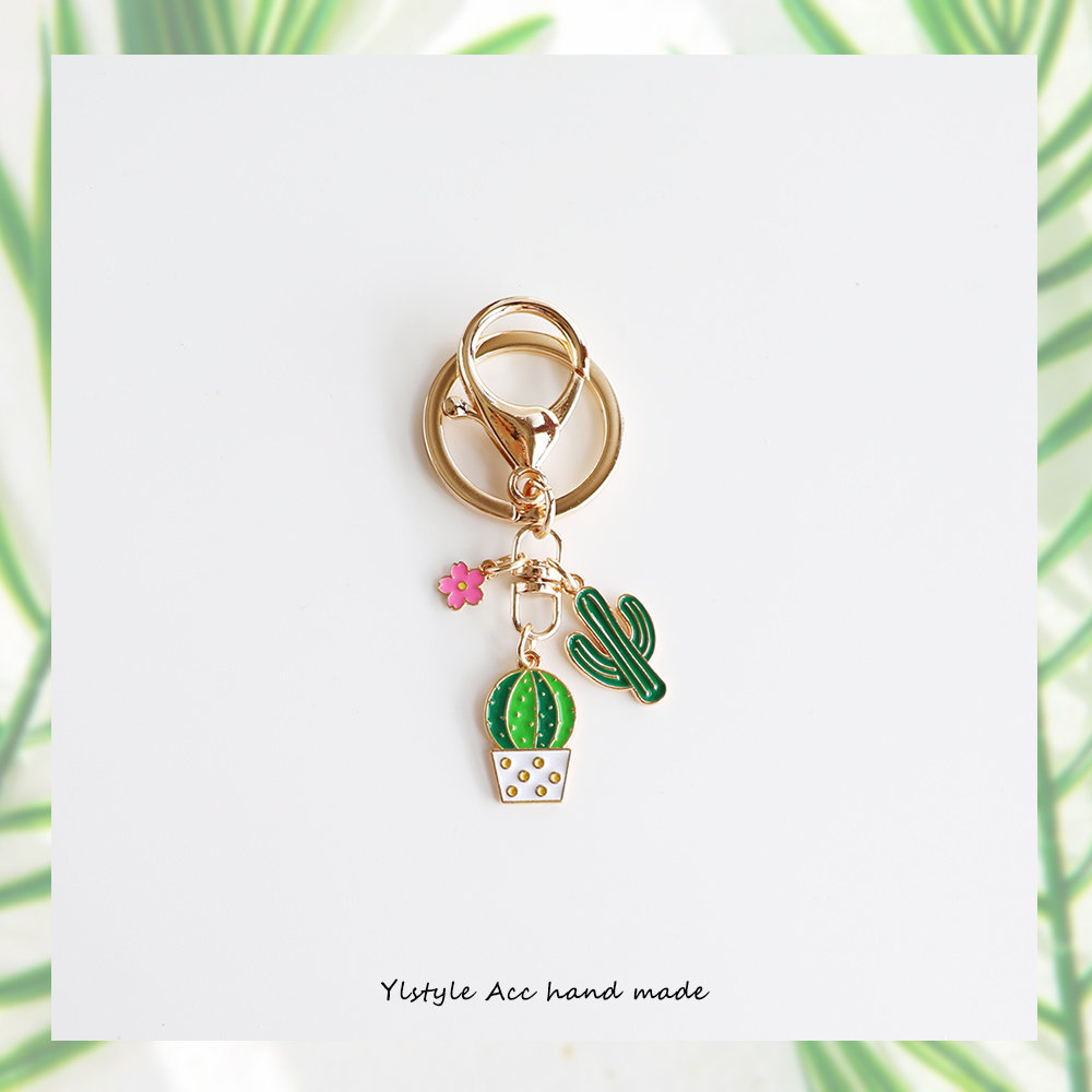 原创设计手工滴油卡通森系仙人掌花朵钥匙扣包包滴油挂件情侣配饰