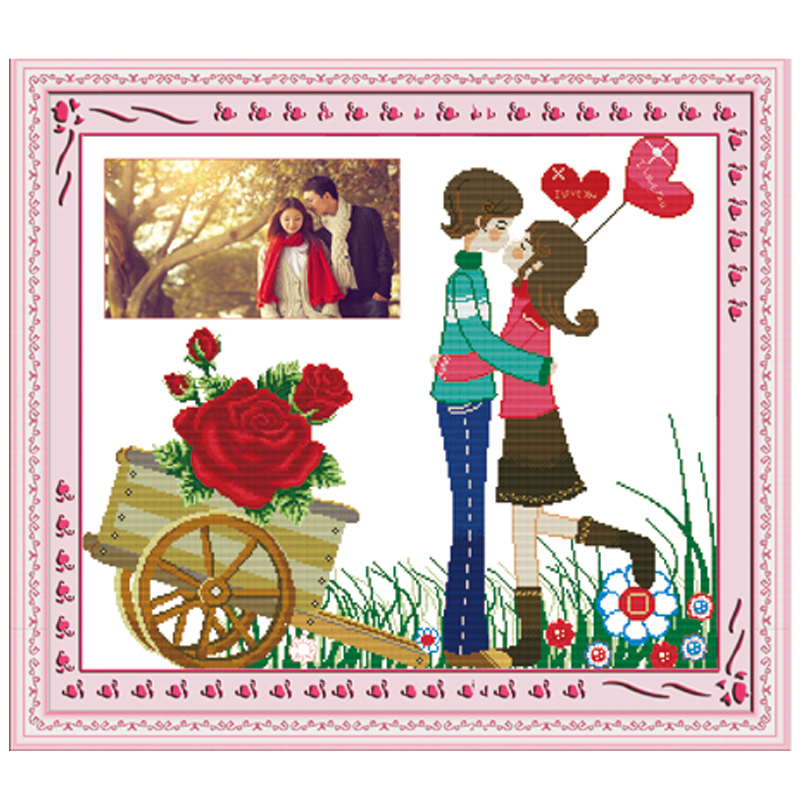 diy放照片结婚情侣十字绣线绣新款喜庆卡通人物客厅卧室小型2023
