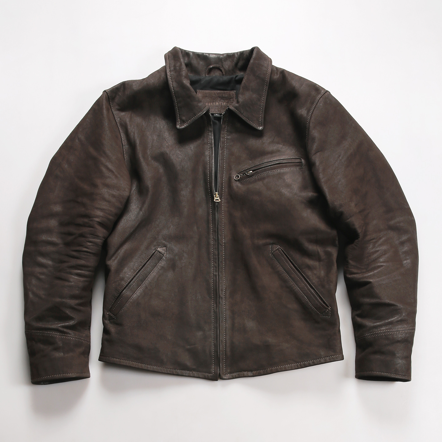 复刻天神1930马克龙山羊皮真皮皮衣男简洁休闲翻领真皮夹克磨砂皮