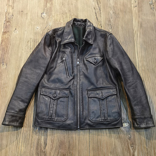 欧美英伦风报童皮衣男士真皮牛皮男款皮夹克头层茶芯牛皮复古做旧