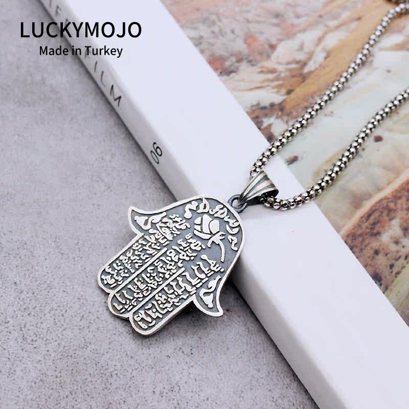 土耳其925纯银项链法蒂玛捍煞之手ins吊坠520男女小众设计Fatima