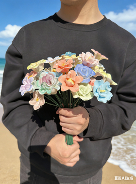 景德镇手工捏花牡丹陶瓷插花瓶