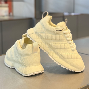 欧洲站男鞋春季厚底增高运动小白鞋青少年高级感包底阿甘老爹潮鞋