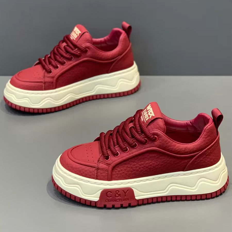 莆田男鞋冬季潮流百搭增高休闲板鞋男士红色马年新款皮面运动潮鞋,流行男鞋,休闲板鞋,淘宝优惠券,粉丝福利购,淘宝优惠卷