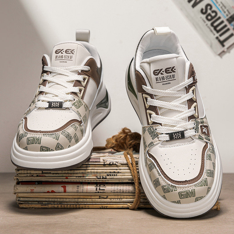 莆田男鞋冬季潮牌高级感厚底百搭休闲小白板鞋学生增高皮面运动鞋,流行男鞋,单鞋,淘宝优惠券,粉丝福利购,淘宝优惠卷