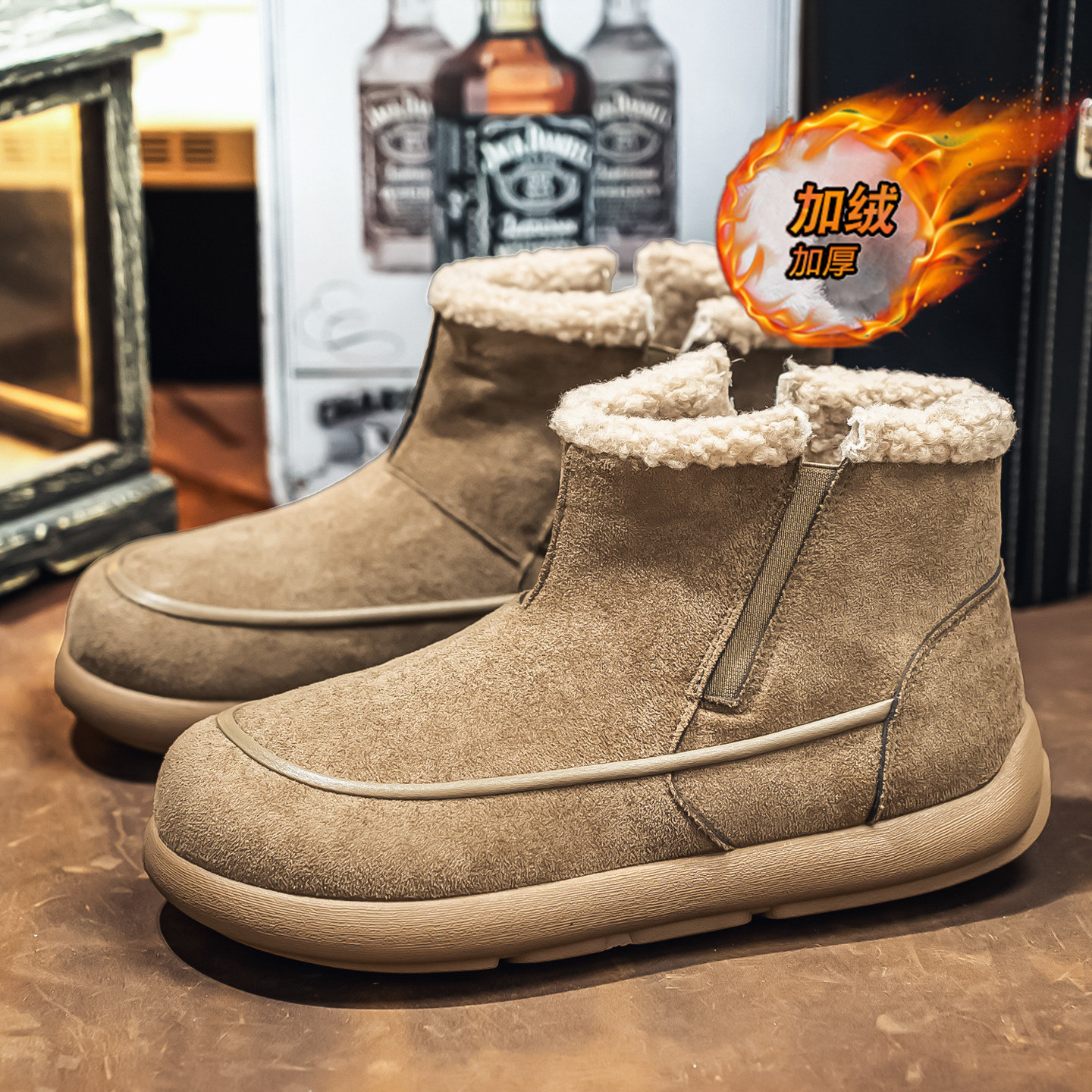 棉鞋男款冬季户外防寒加绒保暖翻毛皮棉靴男士厚底防滑勃肯雪地靴,流行男鞋,棉鞋,淘宝优惠券,粉丝福利购,淘宝优惠卷