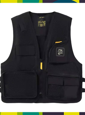 李宁正品工装马甲男女同款夏新款开衫无袖宽松多口袋外套AMDR057