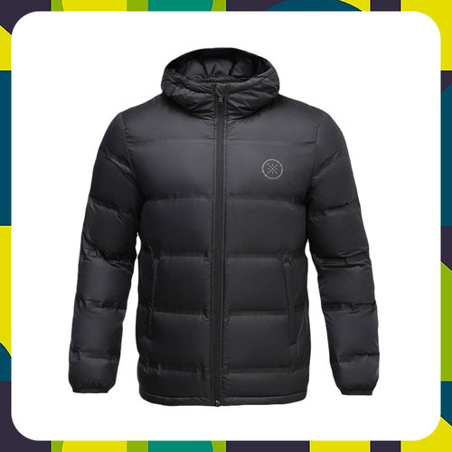 李宁正品冬季新款羽绒服韦德轻薄男子时尚短款连帽外套AYMQ043