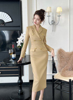 入秋连衣裙西装女长袖2025新款女装正装职业通勤正式场合气质裙子