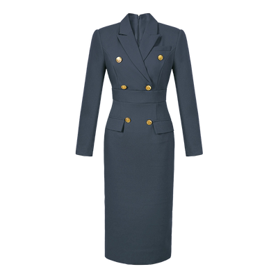 灰色西装连衣裙中长款