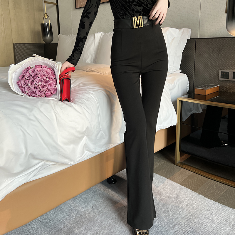 喇叭裤女秋季2025年新款爆款裤子西装修身高腰显瘦黑色加厚微喇裤