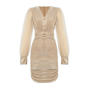 长袖连衣裙女气质短款法式超好看2026秋季新款轻奢高级感V领短裙