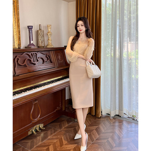 宴会连衣裙设计感显身材小众温柔风复古浪漫女神范内搭法式长裙子