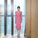 高端职业主持人上班连衣裙 礼服女装 高级感气质御姐风西装 裙中长款