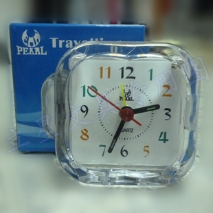 带闹铃 扫秒超静音 带小夜灯 简约现代小台钟 PEARL明珠星小闹钟