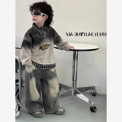 男童秋冬套装加绒加厚连帽卫衣