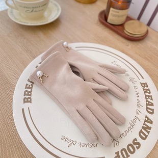 手套女冬季 女士防寒风开车骑车 骑行电动车加绒德绒保暖春秋天薄款