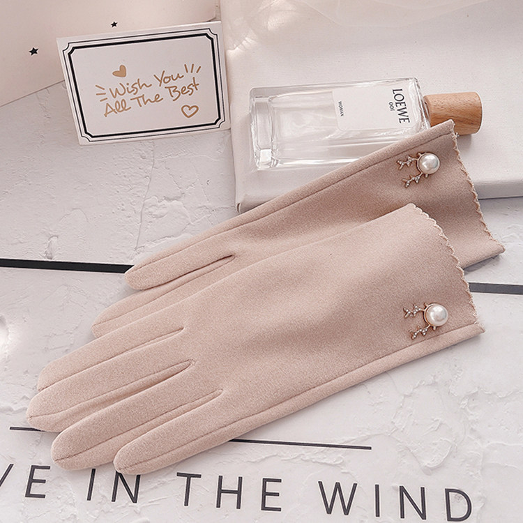 手套冬季女薄款防寒韩版可爱开车骑行电动车触屏冬天绒保暖春秋款