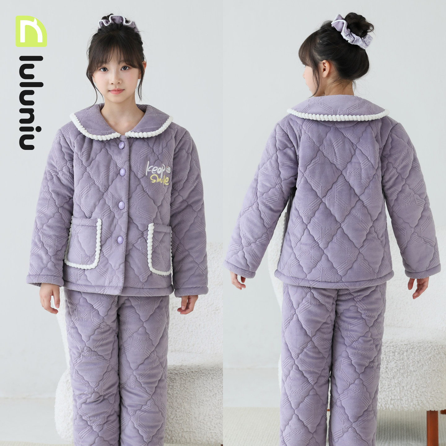 噜噜牛冬季儿童睡衣女童法兰绒夹棉加厚三层保暖中大童女孩家居服,童装/婴儿装/亲子装,家居服套装,淘宝优惠券,粉丝福利购,淘宝优惠卷