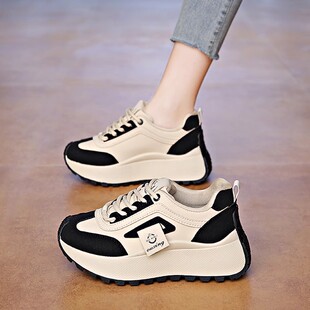 鞋子女款春季厚底老爹鞋小个子增高轻便软底不累脚阿甘运动鞋爆款