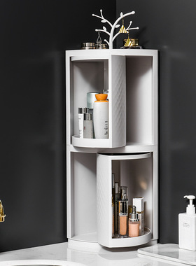 可叠加浴室转角置物架洗漱台三角整理架厨房卫生间旋转收纳架