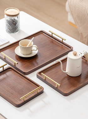 轻奢复古楠竹茶盘托盘竹制商用长方形茶托盘糕点提手烧烤端菜餐盘