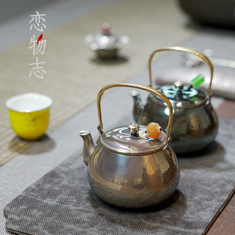 银壶纯银999泡茶壶纯手工一张打家用小茶壶紫皮壶提梁壶银器 洞天,餐饮具,茶壶,淘宝优惠券,粉丝福利购,淘宝优惠卷