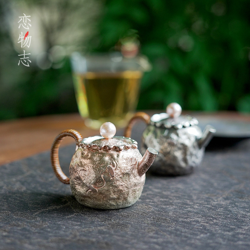 纯银迷你小茶壶999银壶创意珍珠壶钮纯手工一张打家用泡茶壶 星祈