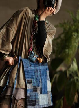 老粗布拼布夹棉围裙屁帘W074