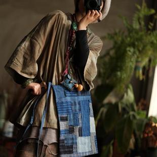 老粗布拼布夹棉围裙屁帘W074