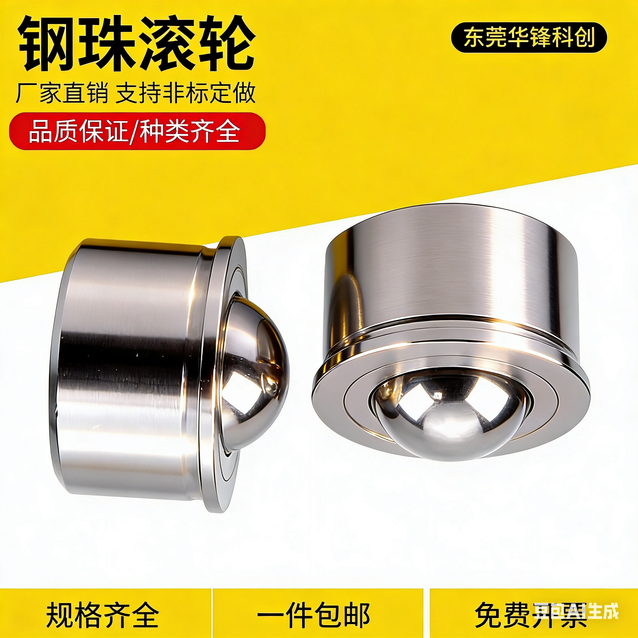 压入式重型钢珠滚轮 BCHA 万向球牛眼珠不锈钢轴承万向轮尼龙滚珠