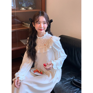 罐头士多所 裙子女2025年春季新款法式拼接假两件中长款连衣裙