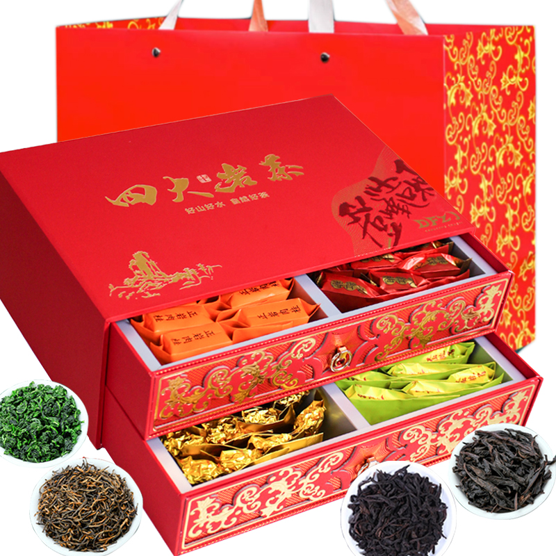 琛牌 四大名茶礼盒装 铁观音金骏眉大红袍肉桂茶共525克送礼茶叶