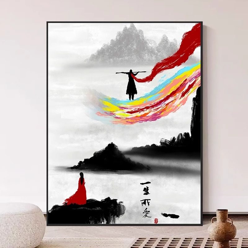 水墨风大话西游数字油画diy手工绘填充涂色紫霞丙烯油彩装饰挂画