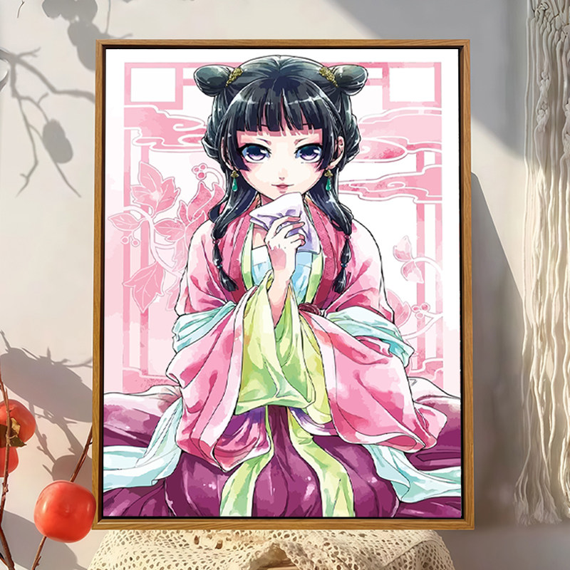 药屋少女的呢喃数字油画diy填涂色手工绘动漫少女解压油彩装饰画
