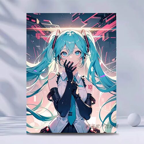 初音未来数字油画diy美少女动漫二次元手工绘涂色填色油彩装饰画