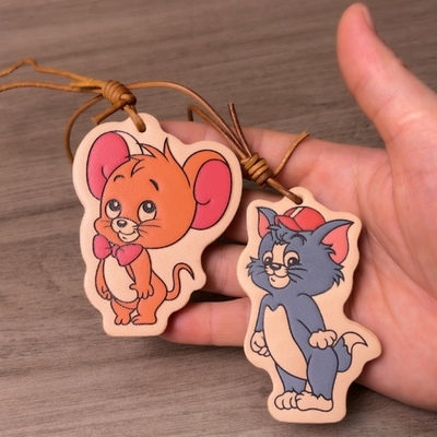 汤姆猫杰瑞老鼠包包挂件手工缝制可爱真皮钥匙扣汽车挂饰创意礼物