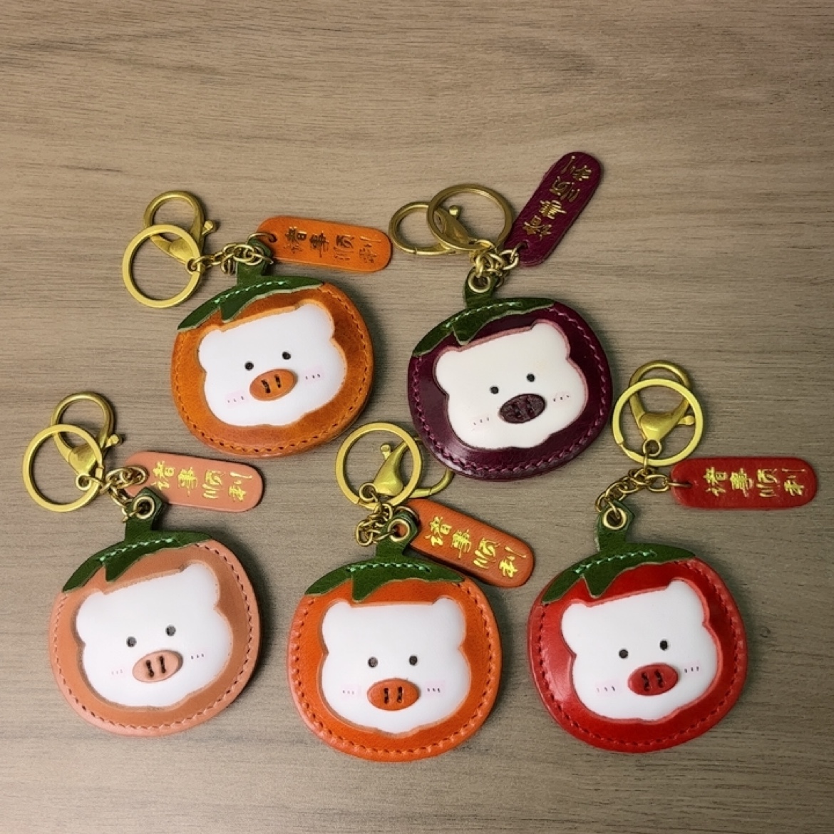 头层牛皮诸事顺利挂件可爱猪猪加厚包包挂饰钥匙扣