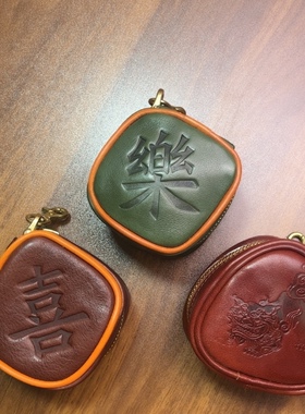 头层牛皮真皮迷你包可爱包零钱包硬币小包包挂件耳机包