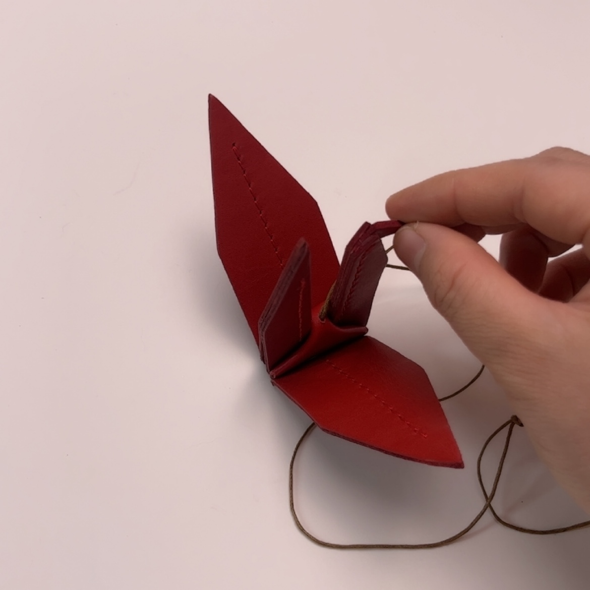 头层牛皮千纸鹤挂件材料包包包创意车挂饰保平安