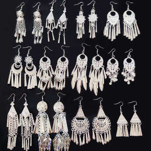 复古流苏民族耳坠耳环少数民族耳环彝族耳环女苗银新款不掉色爆款